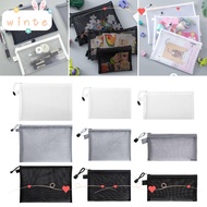 WINTE Pen Bag, Nylon A4 A5 A6 Mesh File Bag, Transparent File Folders Student