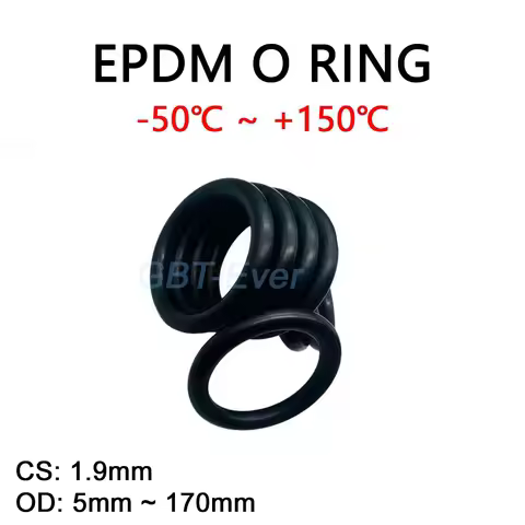 EPDM Rubber O Ring CS 1.9mm OD 5mm~170mm Acid and Alkali Resistance Water Resistance Friction Resist