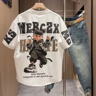Three-Dimensional Foam Printed Men's Casual Short-Sleeved Top Youth Handsome Cartoon Nezha Heavy Ind