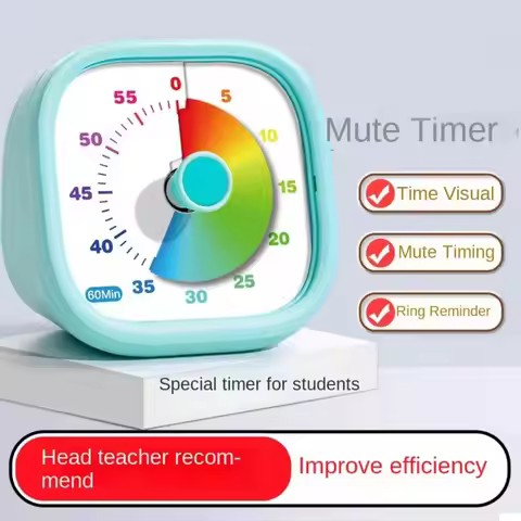 Movement Visual Timer Time Management Sweep Second Countdown Clock 60-Minute Silent Kitchen Cooking 