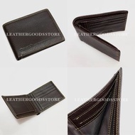 🇫🇷 Pierre Cardin France Double Lines Embroidery Leather Wallet in Dark Brown 法國牛皮真皮多卡雙行車線刺繡深啡色短款男裝銀包