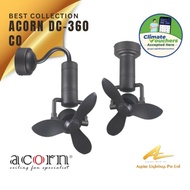 Ceiling Fan Wall Mount Corner Fan Acorn DC360 Coffee Remote Control 360 Degree SG 2Year Warranty