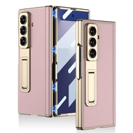 เคสหนังแบบตั้งได้สำหรับ Z Fold 7 บานพับแม่เหล็ก โครเมียมเมทัลลิก เคส Samsung Galaxy Z Fold7 บางเฉียบ