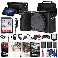 Sony a6600 Mirrorless Camera (ILCE6600/B) + 2 x NP-FZ100 Compatible Battery + 64GB Card + Card Reader + LED Light + Corel Photo Software + HDMI Cable + Case + Flex Tripod + Hand Strap + More (Renewed)