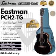 Eastman PCH2-TG Travel Size Small-Body Acoustic Guitar, Solid Thermo-Cured Sitka Spruce Top - Black 