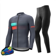 2023  Winter Thermal Fleece Cycling Clothes Men Long Sleeve Jersey Suit Outdoor Riding Bike MTB Clothing Bib Pants Set