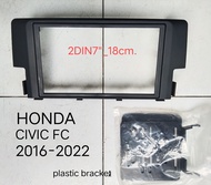 หน้ากากวิทยุ HONDA CIVIC FC ปี 2017-2023 สำหรับเปลี่ยนเครื่องเล่นดีวีดี ทั่วไปแบบ 2DIN7"_18cm. หรือ เครื่องเล่นจอ android7" ( สิ้นค้าจาก taiwan)