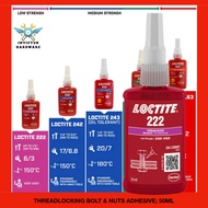 BOLT NUT SIZE M6 TO M20 222 LOCTITE thread lock glue diy wire rim custom seal anti rust screw bodyki