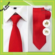 MERAH True Uniform collection - Red Chili Tie Plain Red Tie/ Formal Work Tie/ Long Red Student Inter