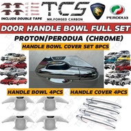 TCS PROTON PERODUA CAR CHROME DOOR HANDLE BOWL COVER  FULL SET AXIA ALZA ATIVA ARUZ BEZZA MYVI SAGA 