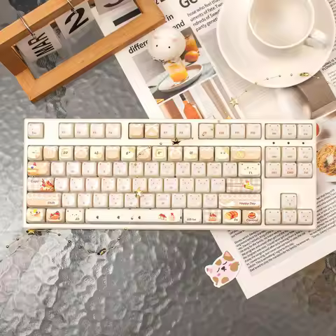 Baking Kitten Keycaps Ceramic Texture PC PBT Keycaps MAO Profile Round keycaps Translucent Keycap Fo