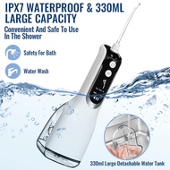 Shop5793403เก็บเครื่องฉีดน้ำในปากแบบพกพา330มล. แบบชาร์จไฟได้ที่ขัดฟันชุดทำความสะอาดฟัน IPX7Waterproof สำหรับแปรงสีฟันไฟฟ้าฟอกฟันขาว