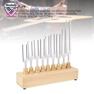Muslady Healing Tuning Fork ทนทาน 9 ชิ้นส้อมเสียงชุดอลูมิเนียมน้ำหนักเบา 174-963Hz พร้อมฐานไม้สำหรับ