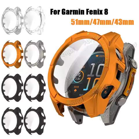 Case For Garmin Fenix 8 43/47/51mm AMOLED Solar Tempere Glass Screen Protector Hard PC Protective Bu