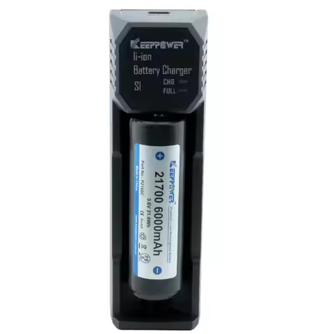KeepPower S1 2A Single Battery Slot USB Li-ion Battery Charger 32650 26800 26700 26650 21700 18650