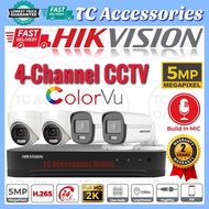 HIKVISION ColorVu 4-CHANNEL 5.0MP 4CH CCTV Full HD 5MP HIK 1920P DVR+Camera Package Full Time Colour