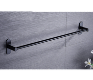 全城熱賣 - 毛巾桿免打孔衛生間加長浴室壁掛毛巾架廁所廚房太空鋁（太空鋁毛巾桿單桿黑色款31cm(免打孔安裝)）