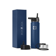 IRON °FLASK Camping & Hiking Hydration Flask, Wide Mouth, 3 Straw Lids, Stainless Steel Outdoor Wate