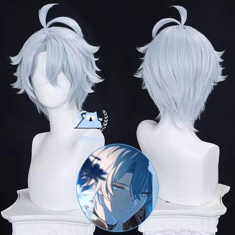 Game Honkai Star Rail Phainon Cosplay Wig Gray White Short Hair Amphoreus The Eternal Land Halloween