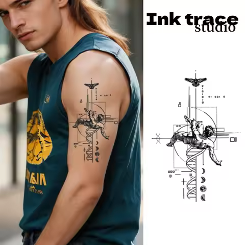 Fallen Angel Temporary Tattoo Sticker, Waterproof Tattoo, Lasts Up to 15 Days Fake Tattoo, Semi Perm