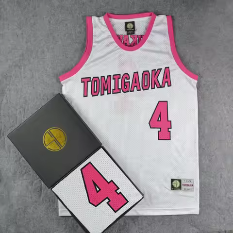 Slam Dunk TOMIGAOKA High School No.4 Rukawa Kaede Cosplay Shirt SD Top Vest White Basketball Jersey
