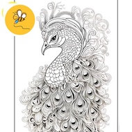 Peacock Coloring Pages (Anime Chibi style) - Set of 10-20 A4 A5 Coloring Pages - COLORING PAGES