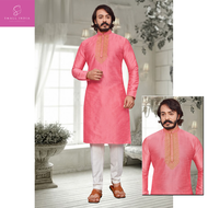 {**ส่งฟรี**} SMALL INDIA 💁‍♂️ Art Silk Work Traditional Wear 💁‍♂️ Kurta Pajama For Men