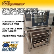 Heavy Duty Stainless Steel Adjustable Commercial Oven Stand Trolley Cooling Rack suitable for UNOX Ovens