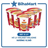 [SET OF 5 CUP] - COLUSA - Miliket Cup Noodles with Beef flavor, Miliket Cup Noodles with Beef, Milik