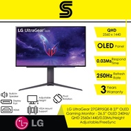 LG UltraGear 27GR95QE 27" OLED Gaming Monitor - 26.5” OLED 240Hz/ QHD 2560x1440/0.03Ms/Height Adjust