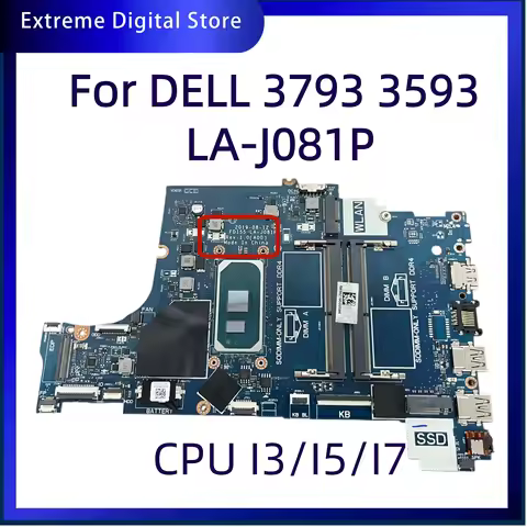 LA-J081P is suitable for DELL 3493 3593 laptop motherboard I3 I5 I7-10TH CPU 047MF0 0790WT 0G9RW0 00