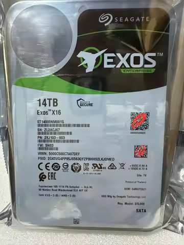 FOR Seagate Hard Drive ST14000NM001G 14TB Exos X16 512e 3.5" SATA 6Gb/s Enterprise