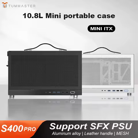 TUMMASTER S400PRO MINI Portable Aluminum PC Case, Supports ITX Motherboards, Side Mesh Cooling Deskt