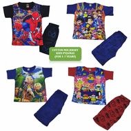 HARGA BORONG Kids COTTON Mix JERSEY Playset - Random Color (1-7Y) Kids Playset Short Sleeve Short Pa
