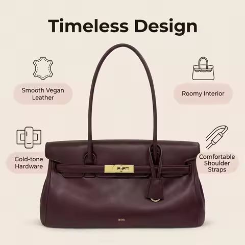 JW PEI Yara Underarm Bag Women's Trendy Lock Buckle Soft Leather Handbag, Large Capacity Breadstick 