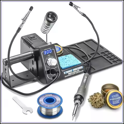 75W Soldering Iron Station • LED Display • 2 Helping Hands • Solder & Brass Sponge • °C/°F Switch • 