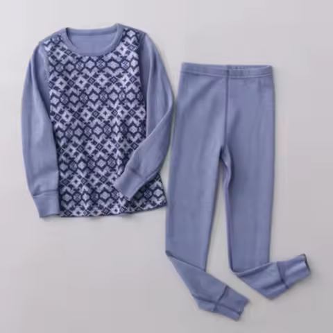 Supersoft Merino Wool Kids Base Layer Thermal Underwear Set 200gsm Long John's Baby Girls Boys Top A