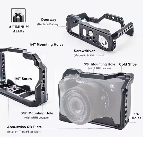 Camera Cage Protective Frame Compatible with SONY Alpha 7C SONY ILCE-7C A7C Mark II Camera,w Arca Qu