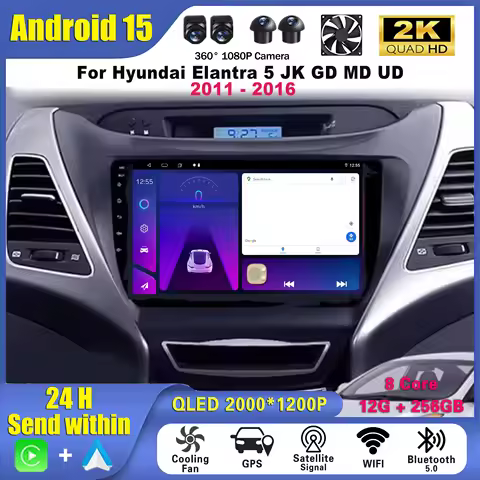 Android 15 Car Radio For Hyundai Elantra Avante I35 5 JK GD MD UD 2011 - 2016 Multimedia Player Navi