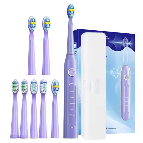 Sonic Electric Toothbrush for Adults,5 Modes,2-Min Timer,USB Charging,8 Replacement Brush Heads,Oral