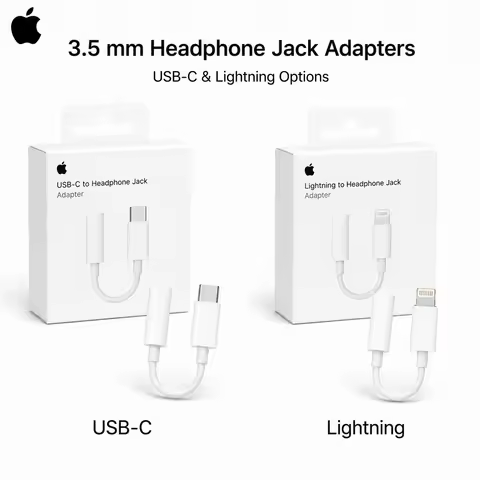 Official Apple USB-C Type-C Lightning to 3.5mm Headphone Jack Adapter & Wired EarPods Earphones with