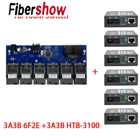 10/100M Fast Ethernet switch Converter 20KM Ethernet Fiber Optical Media Converter Single Mode 2*RJ4