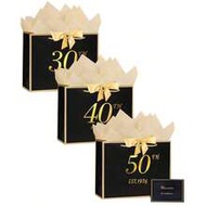 30/40/50/60/70 Years Old Birthday Commemorative Gift Black Gold Elegant Souvenir Packaging Paper Bag