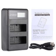 Andoer EN-EL14 EN-EL14A Rechargeable Li-ion Battery Charger Pack LED Display 2-Slot USB Cable Kit fo