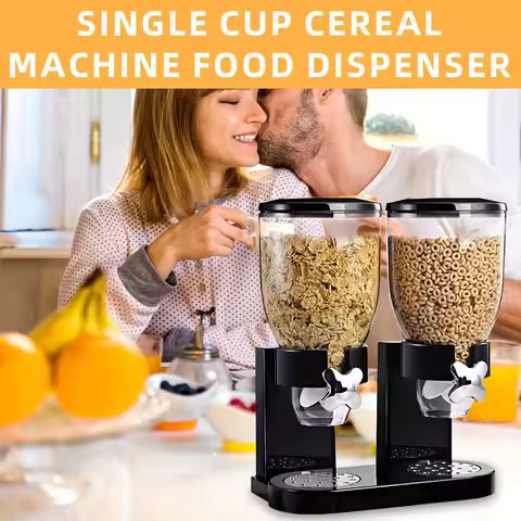 Dual Large Capacity Cereal Dispenser - Breakfast Cereal, Oatmeal, Snack, Rice, and Grain - Uncharged
