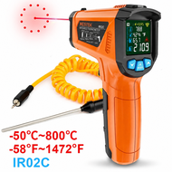 One Piece MESTEK IR02C Infrared Thermometer Gun, -50~800°C Non-Contact Laser Temperature Meter With 