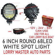 J01S13 SPOT LIGHT ROUND 68LED WHITE 12V-24V-48V-80V BLACK COVER