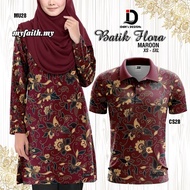 Baju Muslimah Couple JERSEY SUBLIMATION BATIK FLORA DEWASA Baju Jersey Muslimah LONGSLEEVE SHORTSLEE