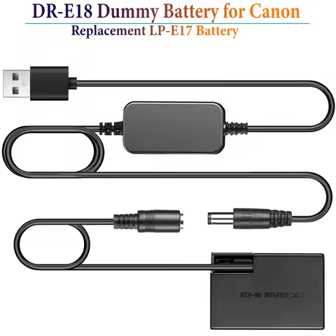 DR-E18 Dummy Battery USB Cable LP-E17 DC Coupler Kit for Canon EOS Rebel RP T7i R10 R100 T6i T8i T6s