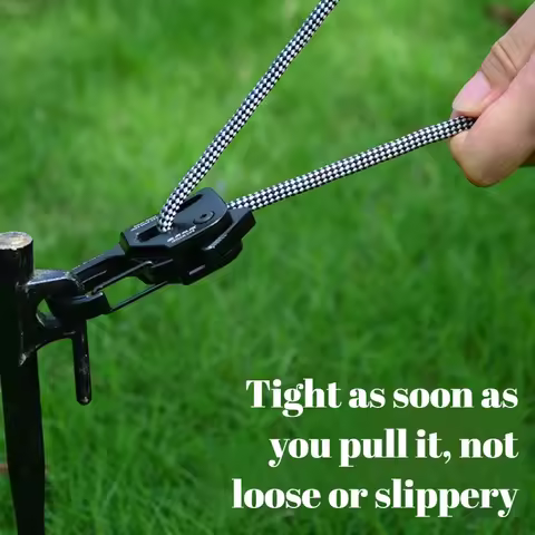 Automatic Retractable Buckle Tent Rope Tensioner One Touch Tightening Aluminum Alloy Adjustable Rope